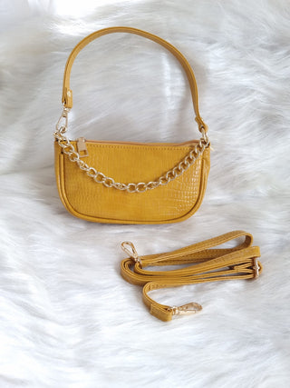 CROC PATTERN MINI CHAIN HAND, SHOULDER & CROSSBODY BAG